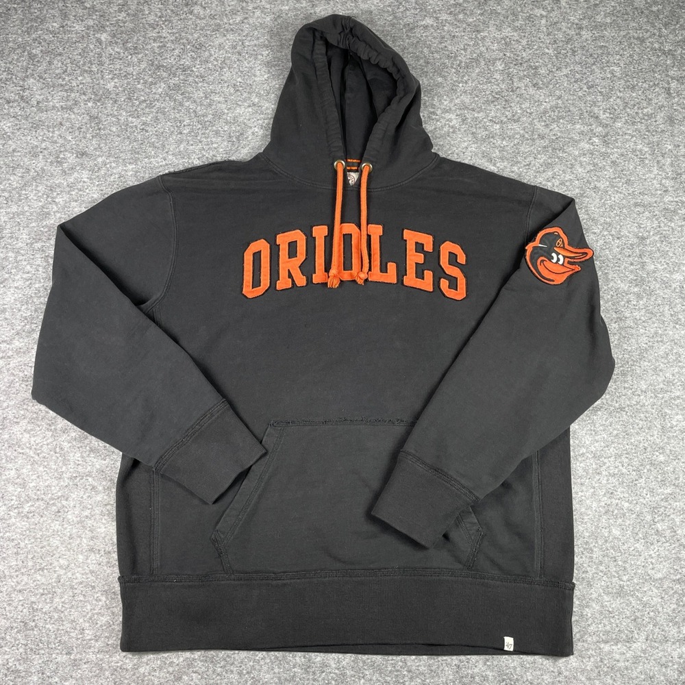 Baltimore Orioles Hoodie Mens XXL Black Orange Embroidered Pullover Sweatshirt